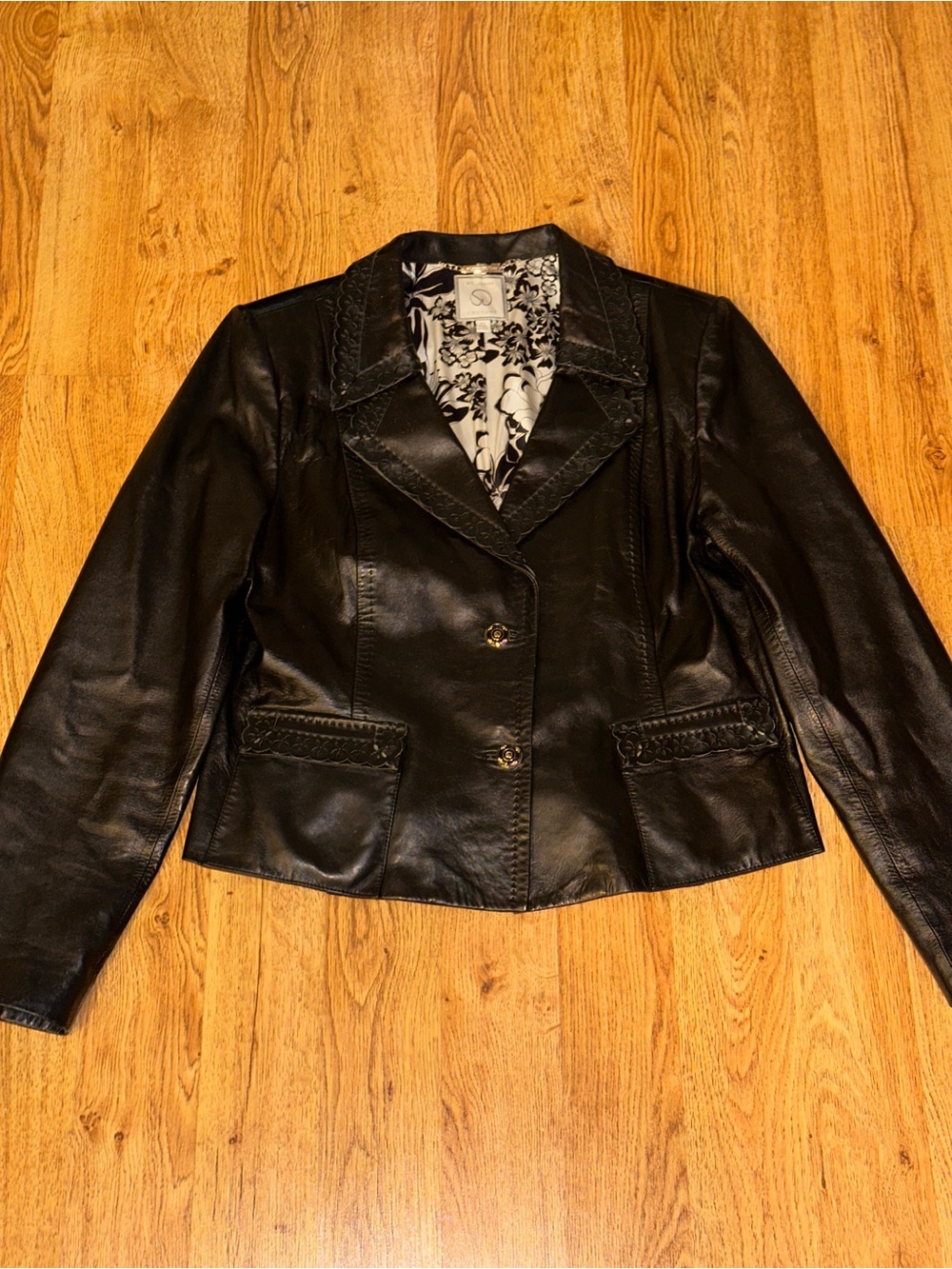 St John Couture Silk Lined 100% Lamb Skin Leather Jacket Size 16 Women’s XL READ